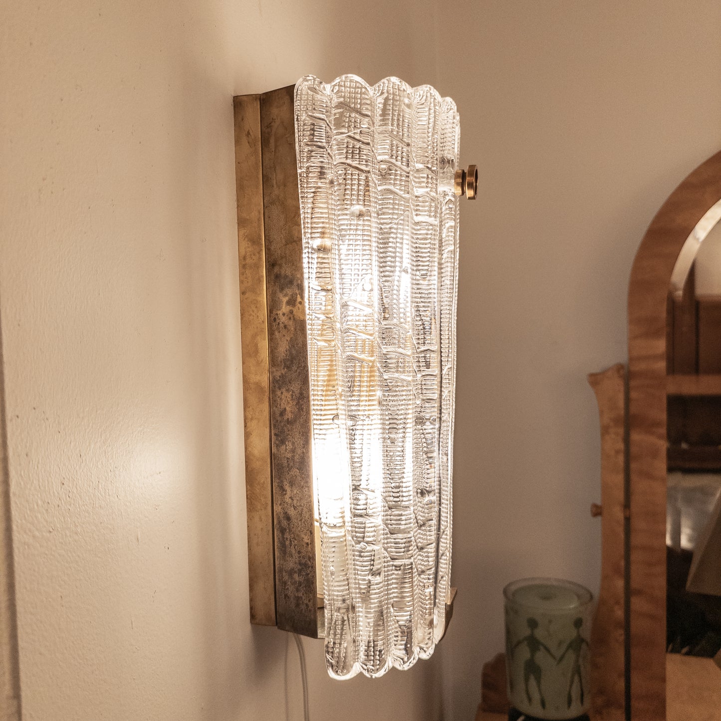 Vintage Large Format Crystal Sconce