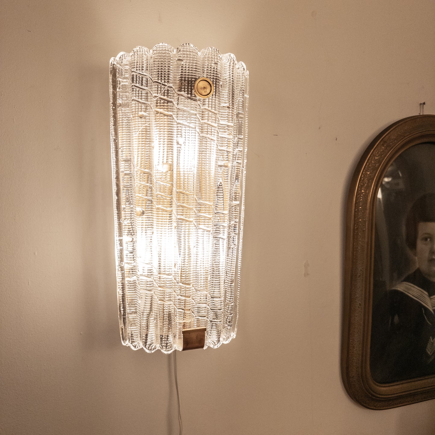 Vintage Large Format Crystal Sconce