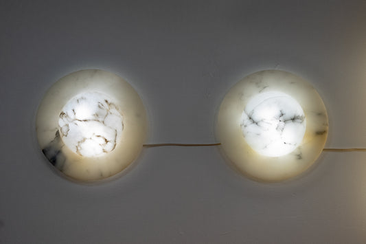 Moon Motif Alabaster Wall Sconces