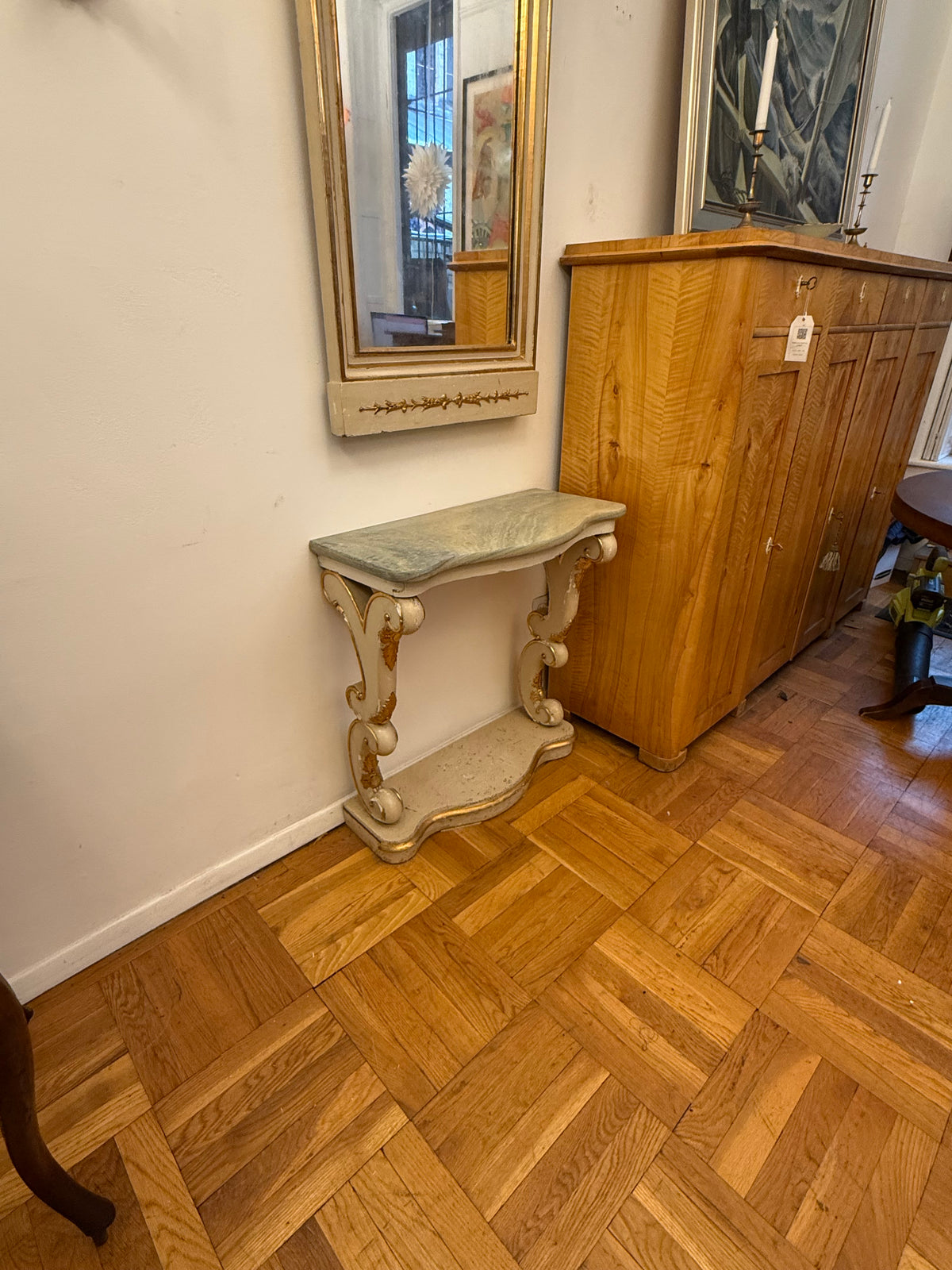 Gustavian Mirror and Pedestal Table