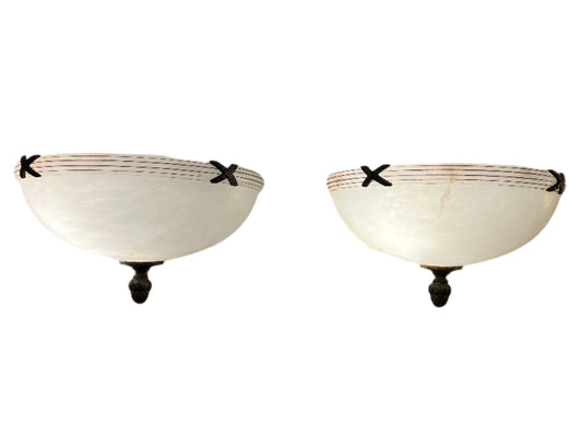 Thatched Alabaster Sconces