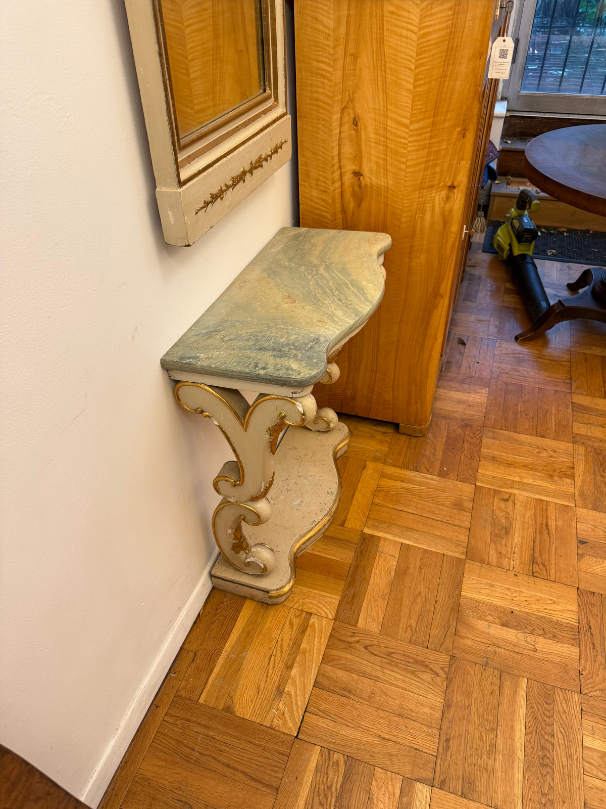 Gustavian Mirror and Pedestal Table