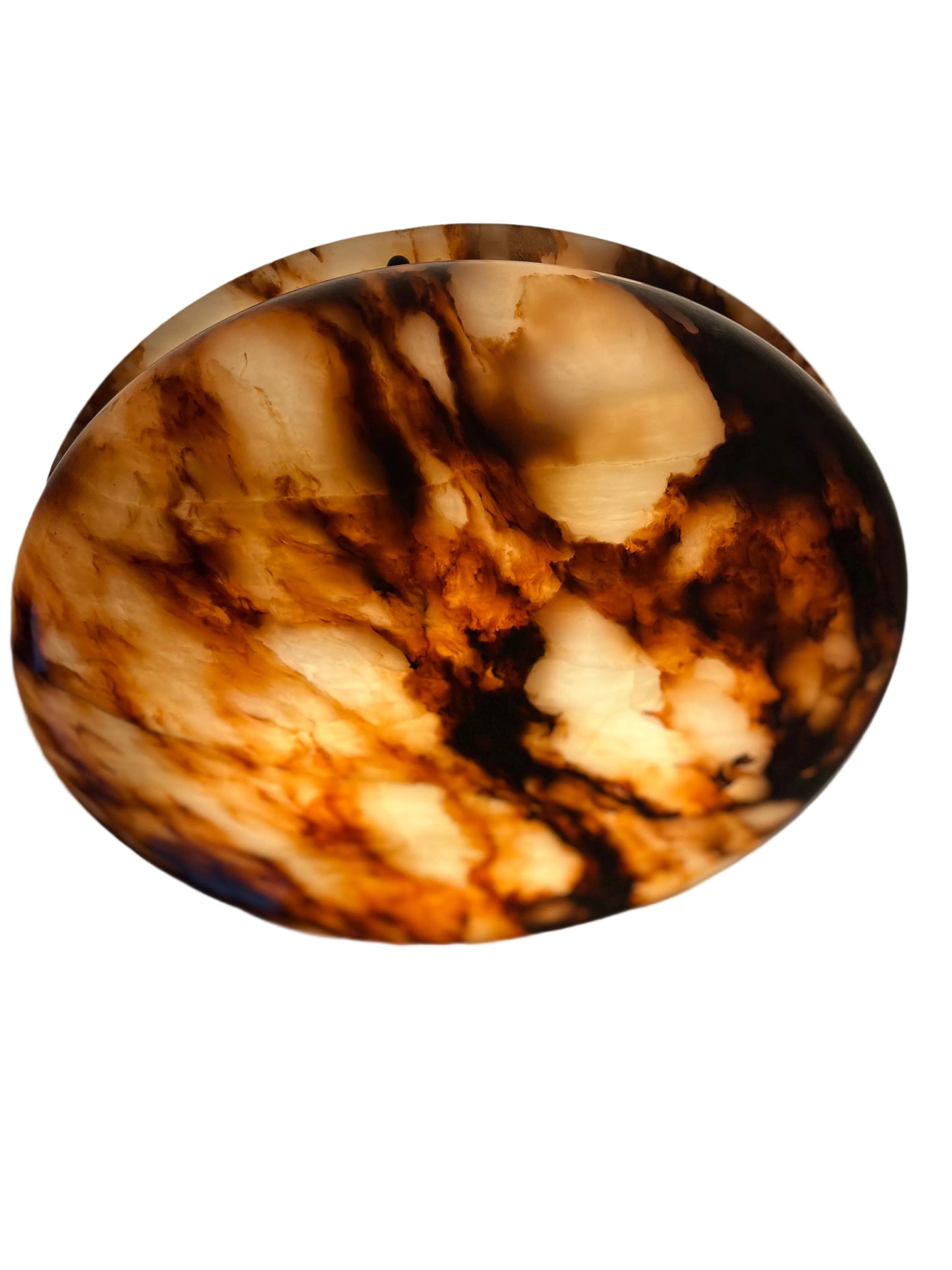 Deeply Mineralized Antique Alabaster Ceiling Pendant, 1910