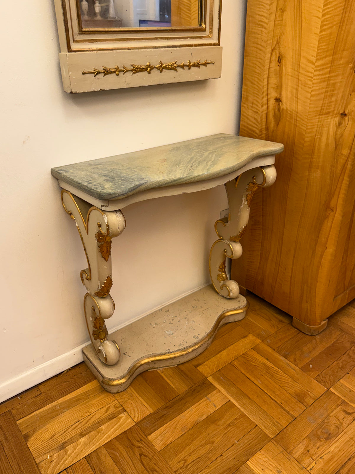 Gustavian Mirror and Pedestal Table