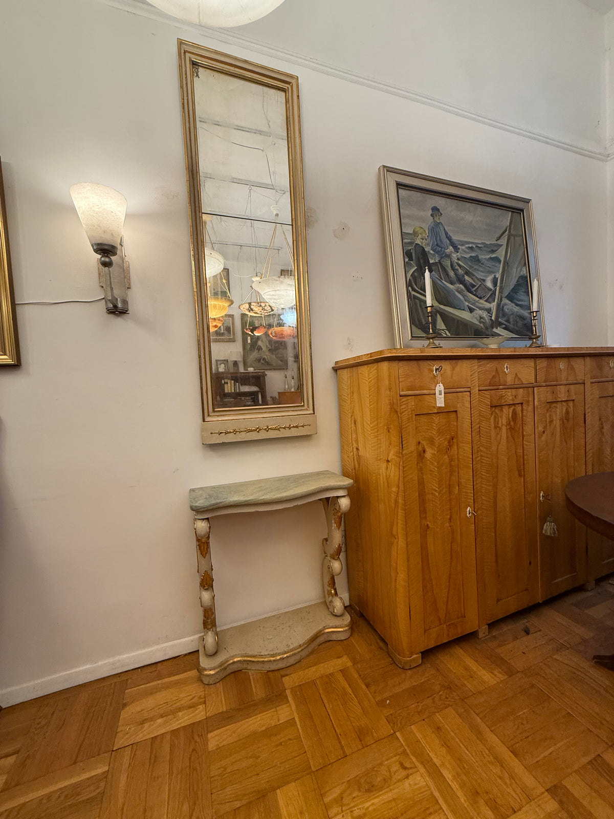 Gustavian Mirror and Pedestal Table