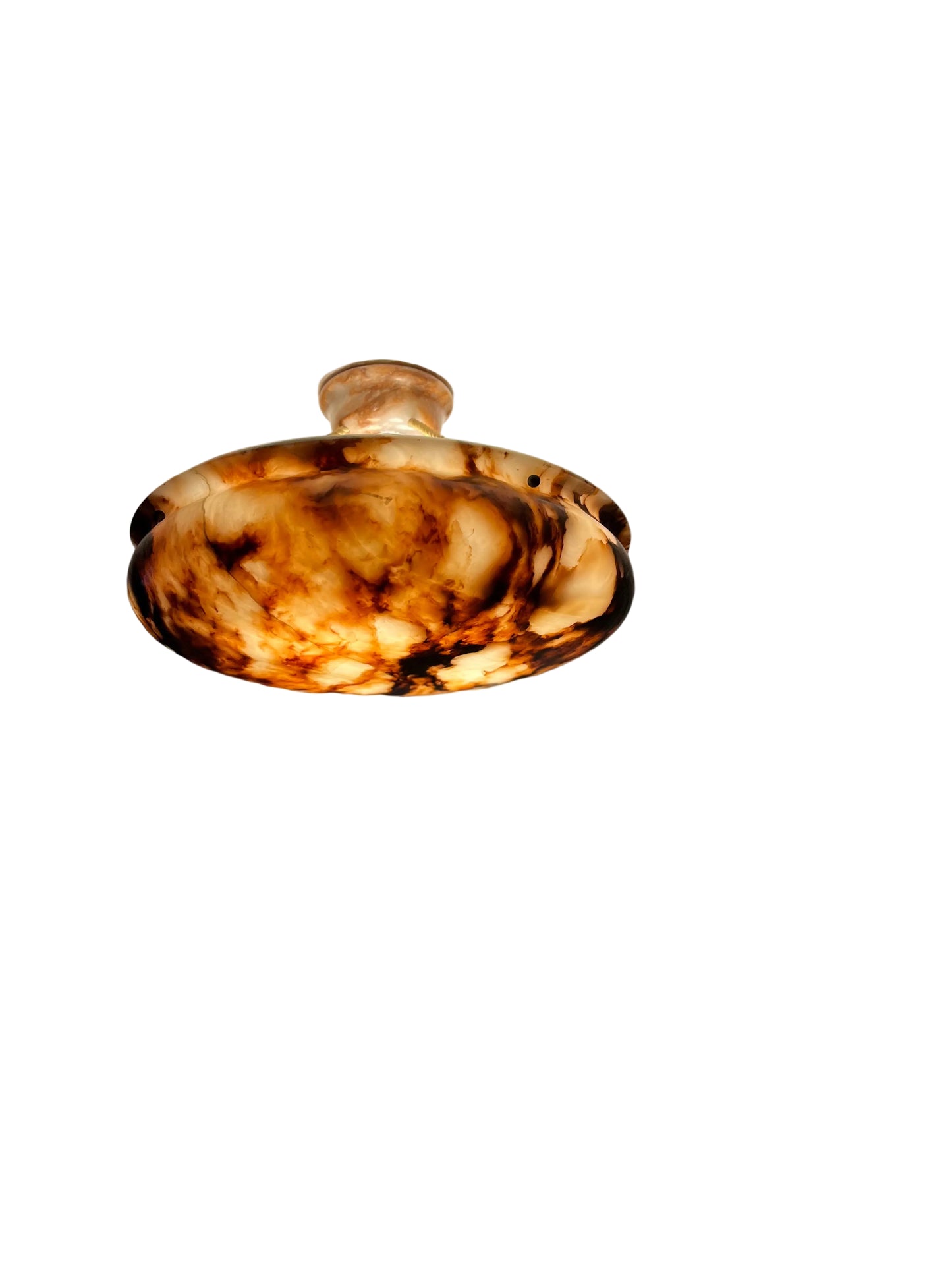 Deeply Mineralized Antique Alabaster Ceiling Pendant, 1910