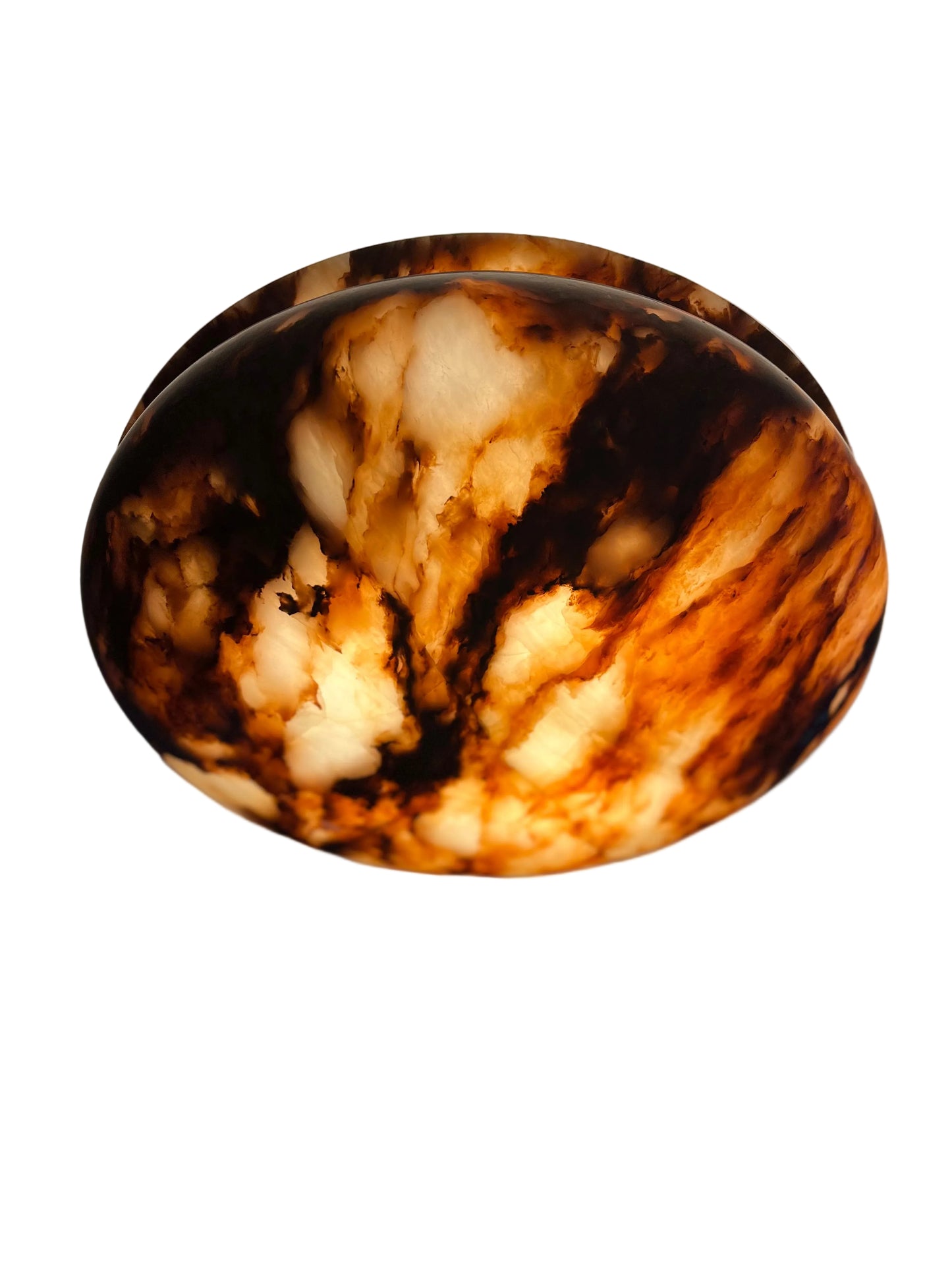 Deeply Mineralized Antique Alabaster Ceiling Pendant, 1910
