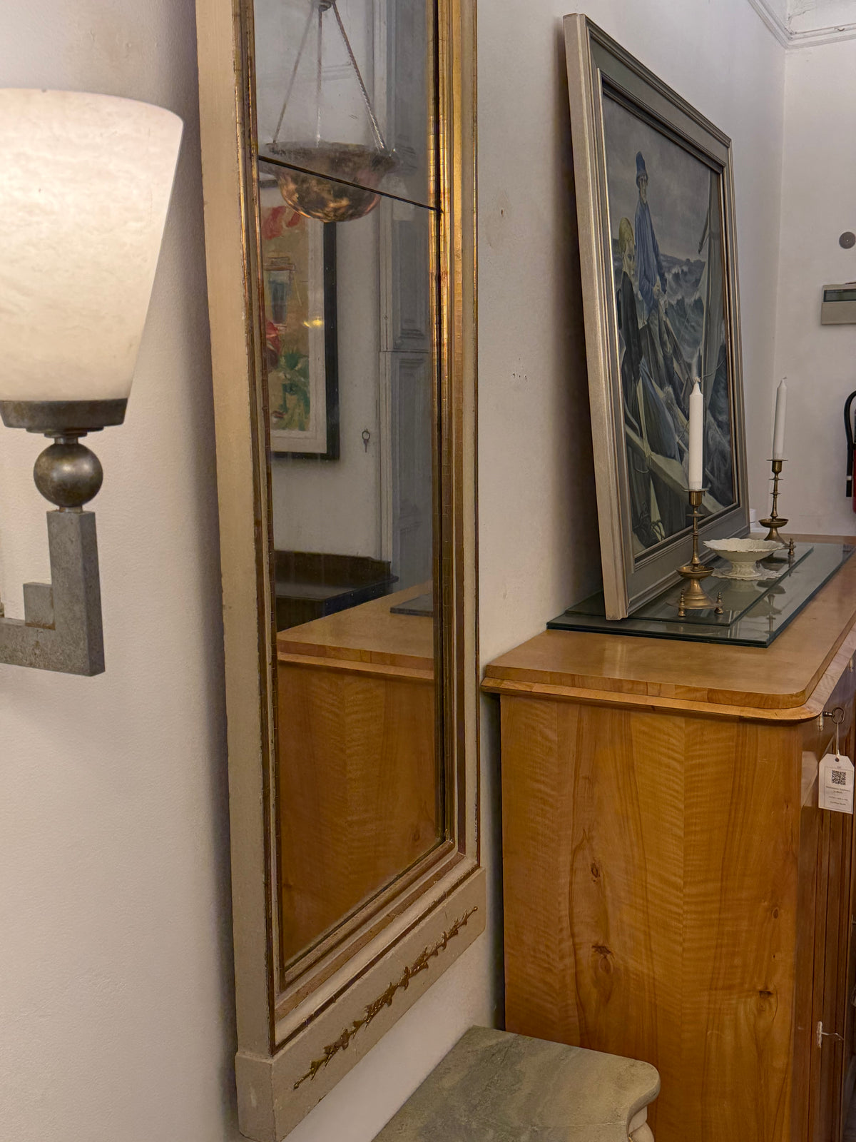 Gustavian Mirror and Pedestal Table