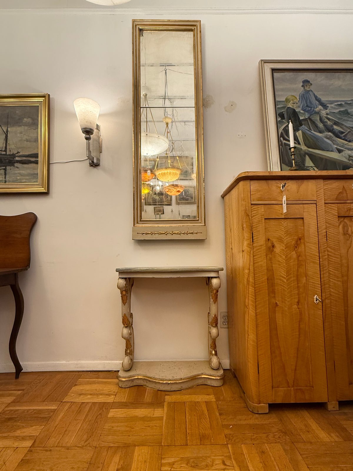 Gustavian Mirror and Pedestal Table