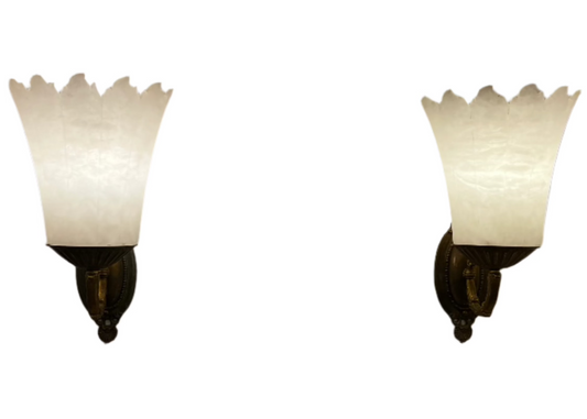 Pair of "Flaming" Alabaster Torches