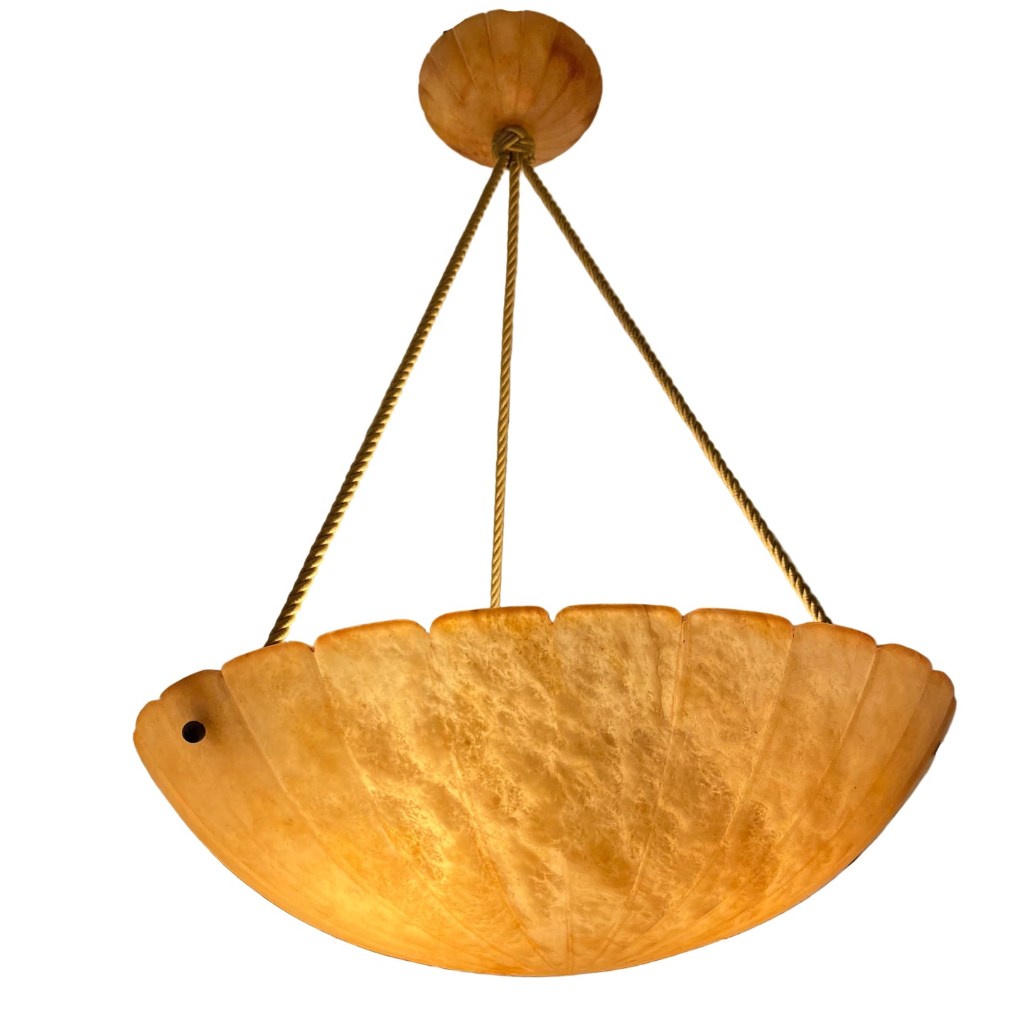 Art Nouveau Amber Alabaster Pendant Fixture