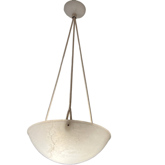 White Art Deco Alabaster Light Fixture