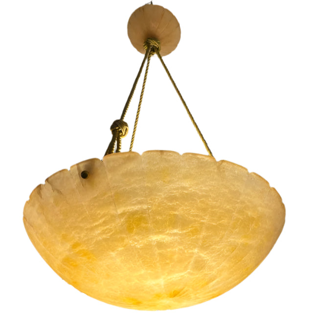 Amber Art Deco Alabaster Chandelier