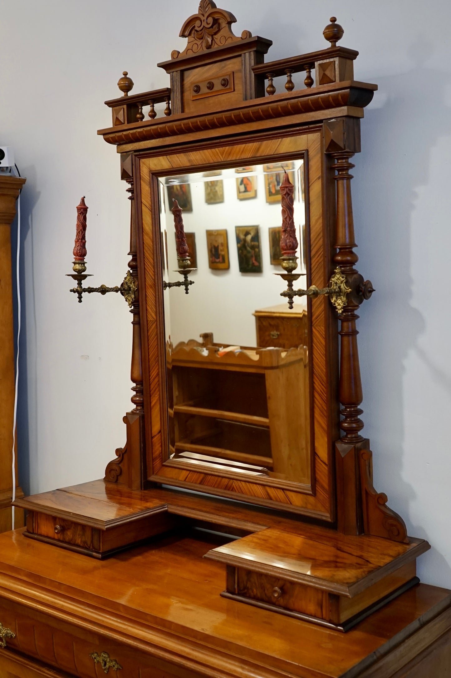 Renaissance Revival Dresser w/ Vanity Mirror