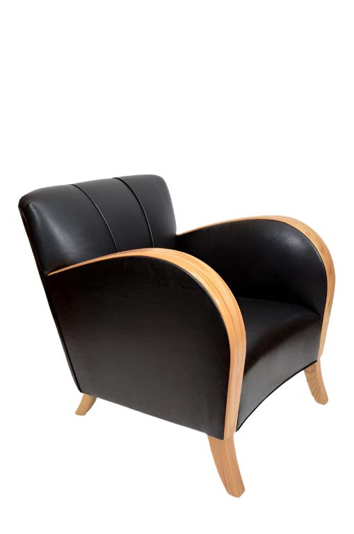 Art Deco Club Chairs in Black Motorcycle Leather